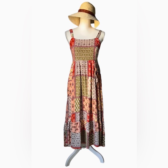 Anthropologie Bold Floral Print Patchwork Maxi Dress - Picture 3 of 10